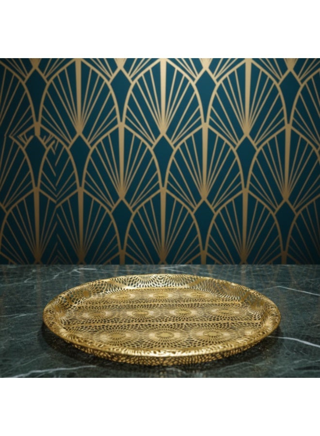 Elegant and Luxurious Gold Patterned Serving Plate